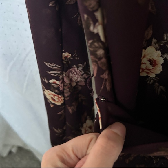 Purple Floral Printed Button Wrap Blouse - Picture 4 of 7